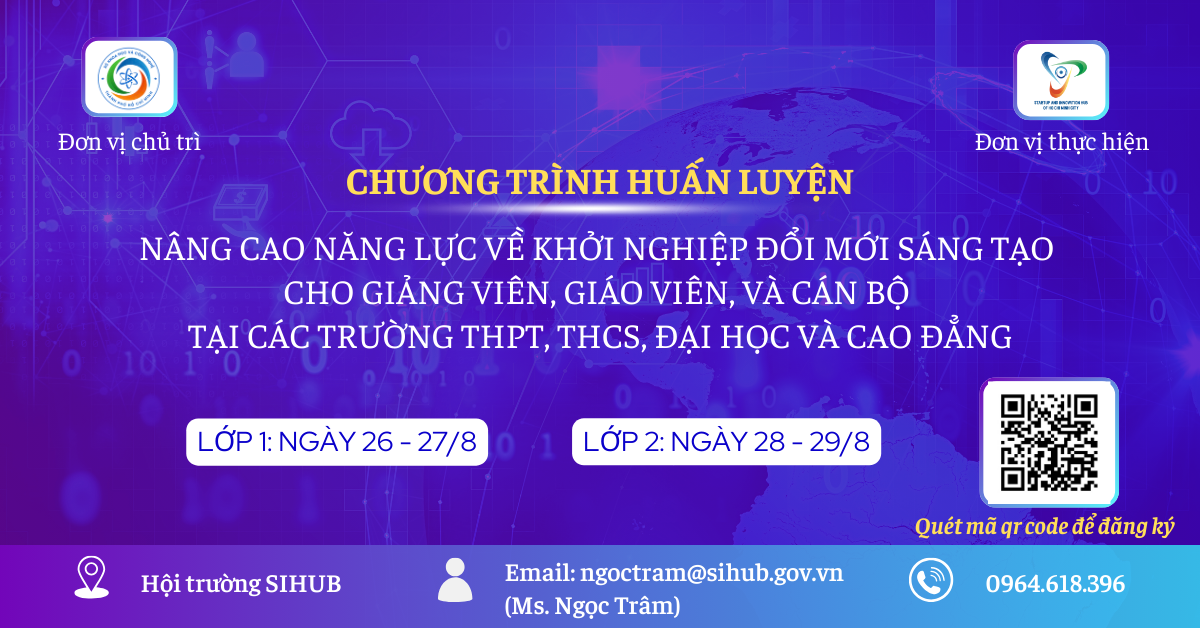 CHƯƠNG TRÌNH HUẤN LUYỆN NÂNG CAO NĂNG LỰC VỀ KHỞI NGHIỆP ĐMST CHO GIẢNG VIÊN, GIÁO VIÊN VÀ CÁN BỘ TẠI CÁC TRƯỜNG THPT, THCS, ĐẠI HỌC VÀ CAO ĐẲNG