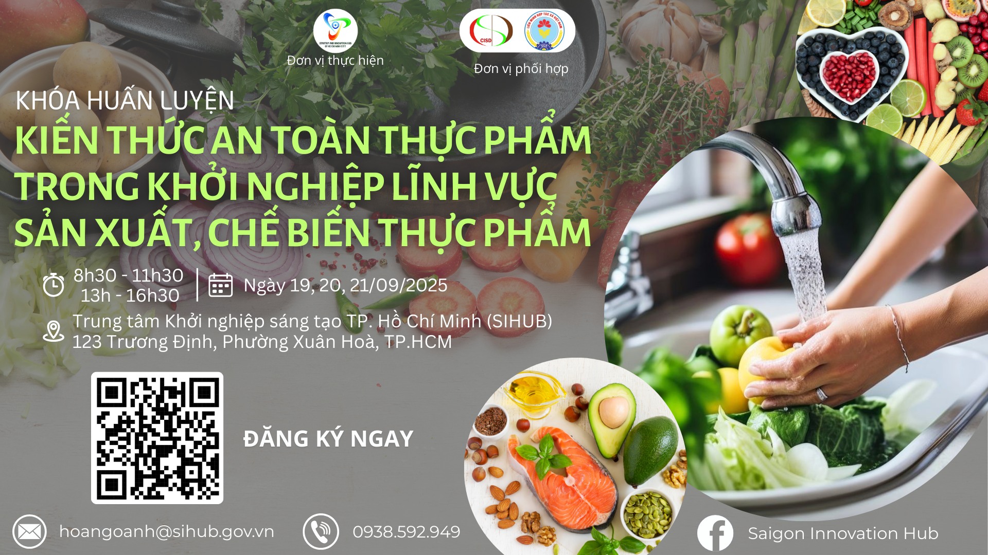 KHÓA HUẤN LUYỆN KIẾN THỨC AN TOÀN THỰC PHẨM TRONG KHỞI NGHIỆP LĨNH VỰC SẢN XUẤT, CHẾ BIẾN THỰC PHẨM