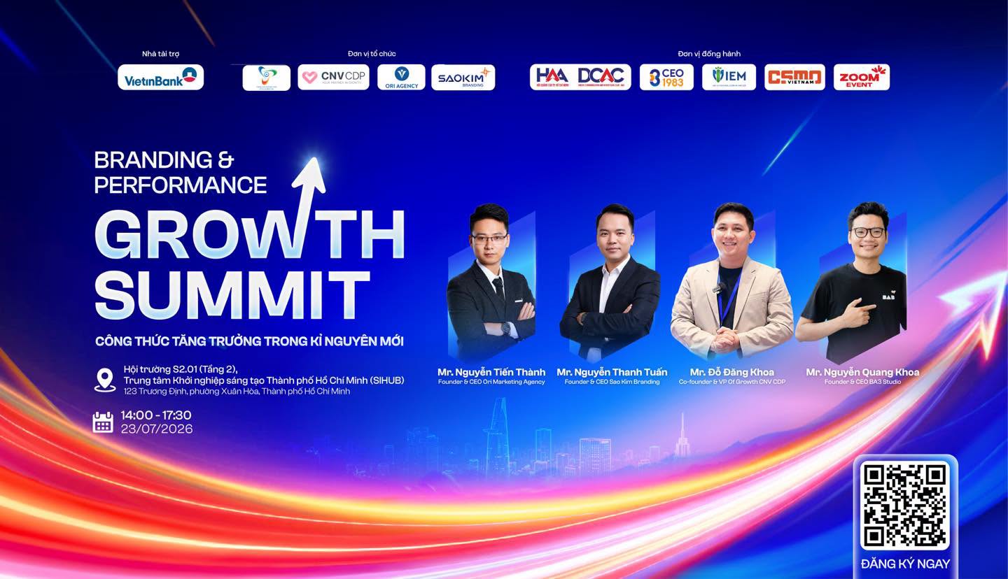 BRANDING & PERFORMANCE GROWTH SUMMIT 2026: CÔNG THỨC TĂNG TRƯỞNG TRONG KỶ NGUYÊN MỚI