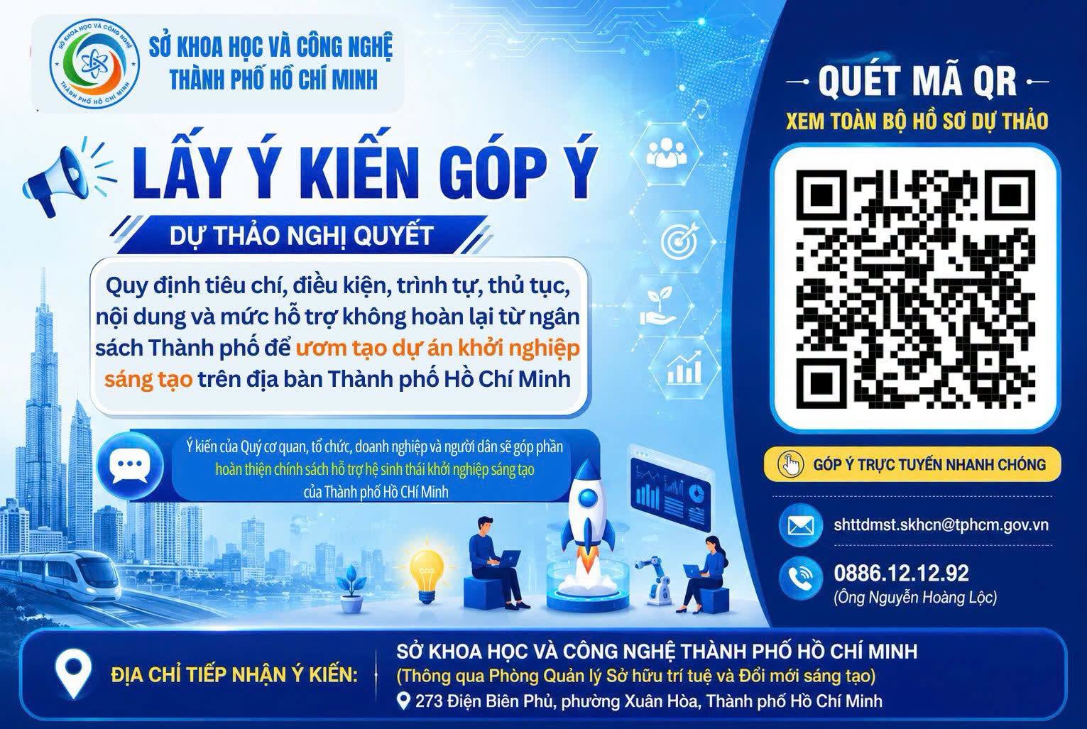 TP. Hồ Chí Minh lấy ý kiến dự thảo chính sách hỗ trợ dự án khởi nghiệp sáng tạo