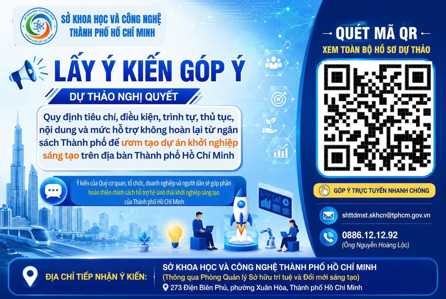 TP. Hồ Chí Minh lấy ý kiến dự thảo chính sách hỗ trợ dự án khởi nghiệp sáng tạo